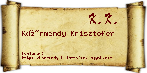 Körmendy Krisztofer névjegykártya