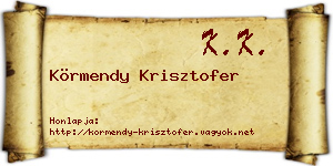 Körmendy Krisztofer névjegykártya