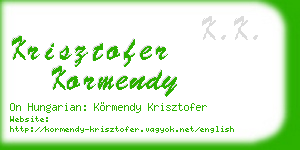 krisztofer kormendy business card