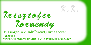 krisztofer kormendy business card